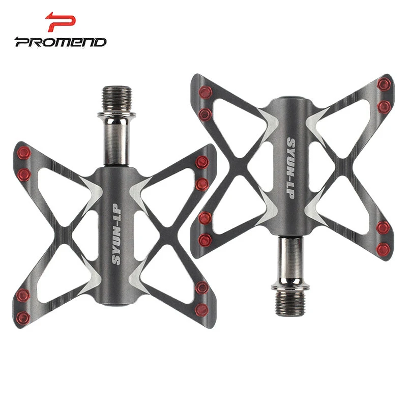 Silver PROMEND Non-slip Mtb Pedals Bearing Mountain Bike Pedals for Bicycle Aluminum/Alloy Ultralight Road Cycling Pedals - Цвет: Silver