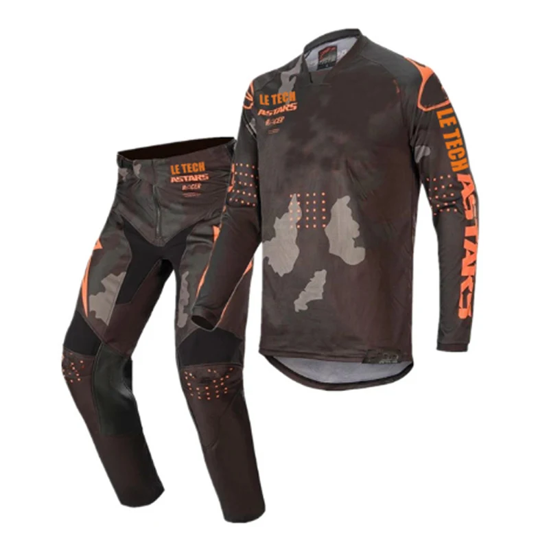 

2022 LE TECH ASTARS RACER TACTICAL orange enduro Motocross Gear Set Top ATV Dirt BIke mx combo racing suit Moto Jersey and pants