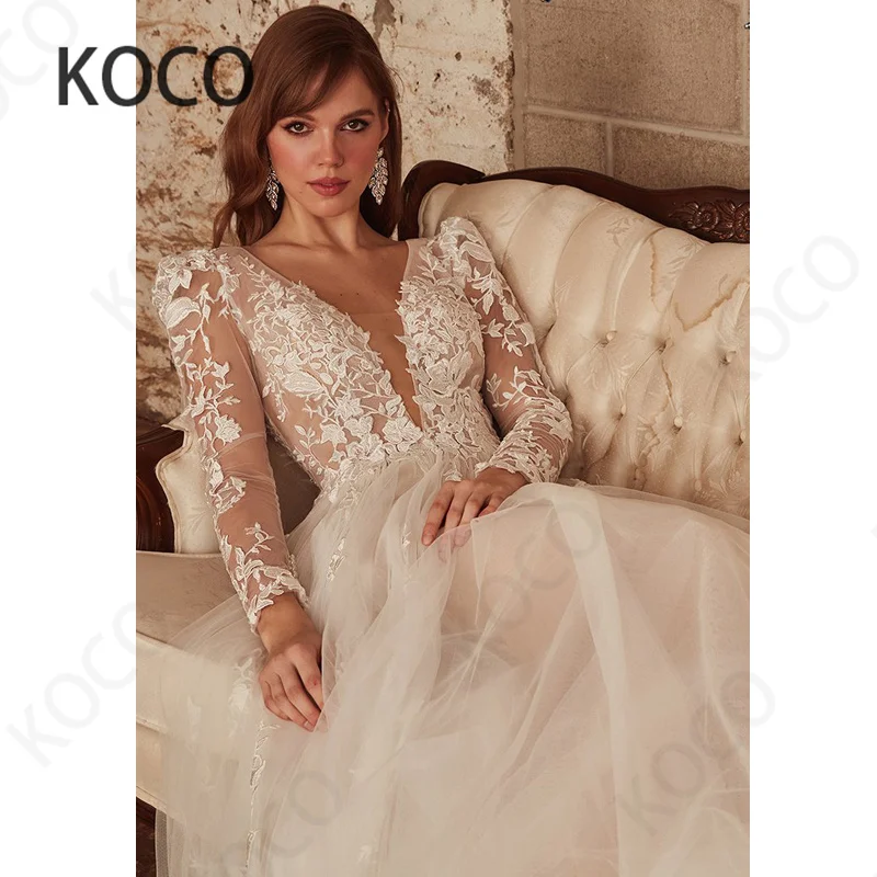 

MACDUGAL Wedding Dress 2023 Elegant V Neck Tulle Beach Bride Gown Illusion A Line Appliques Vestido De Novia Civil Women Skirt