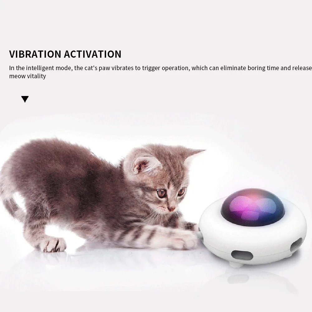 

Kitten Pet Electric Cat Teaser Toy Smart Feather Stick Spinning Turntable Cat Catching Mouse Donut Automatic Turntable Cat Toy