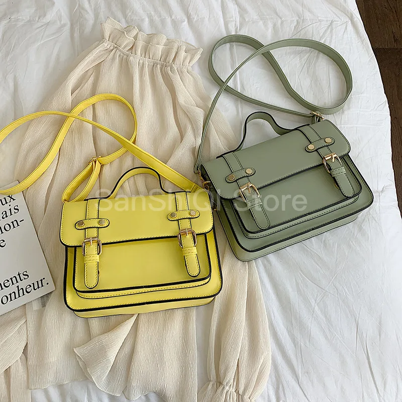 2019 новая женская сумка мессенджер ярких цветов Желтая Милая школьная через плечо