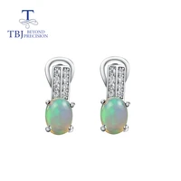 tbj 100natural opal earring oval 57mm 1 1ct good ethipia opal gemstone fine jewelry 925 sterling silver for women nice gift