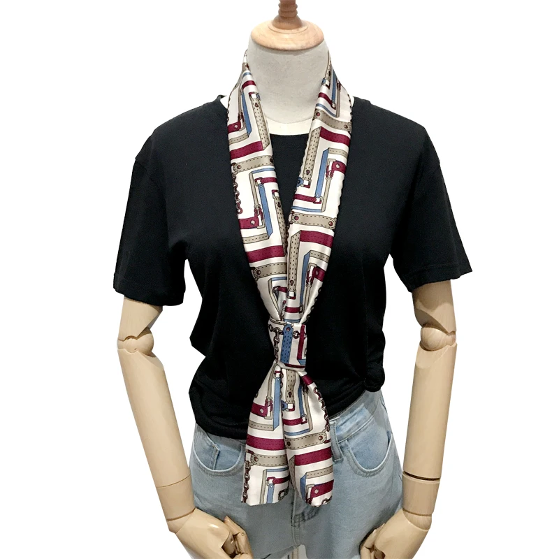 Лидер продаж Модный женский атласный шелковый шарф с цветочным принтом шикарные