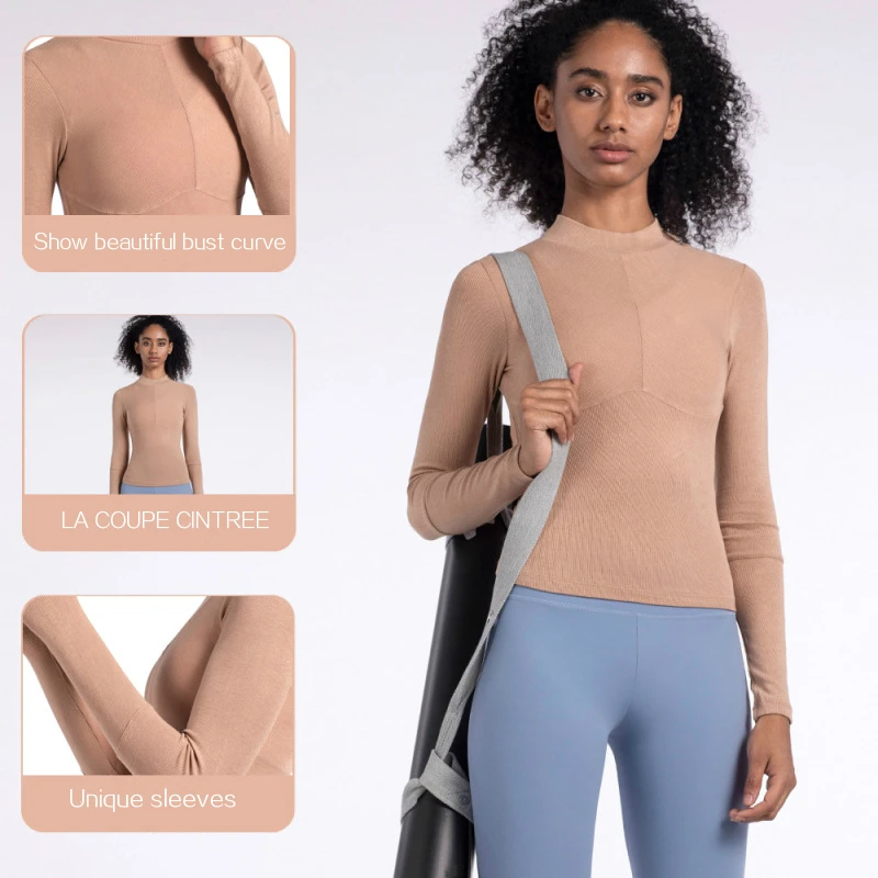 Ребристый Топ для тренировок Женская компрессионная футболка тренажерного зала