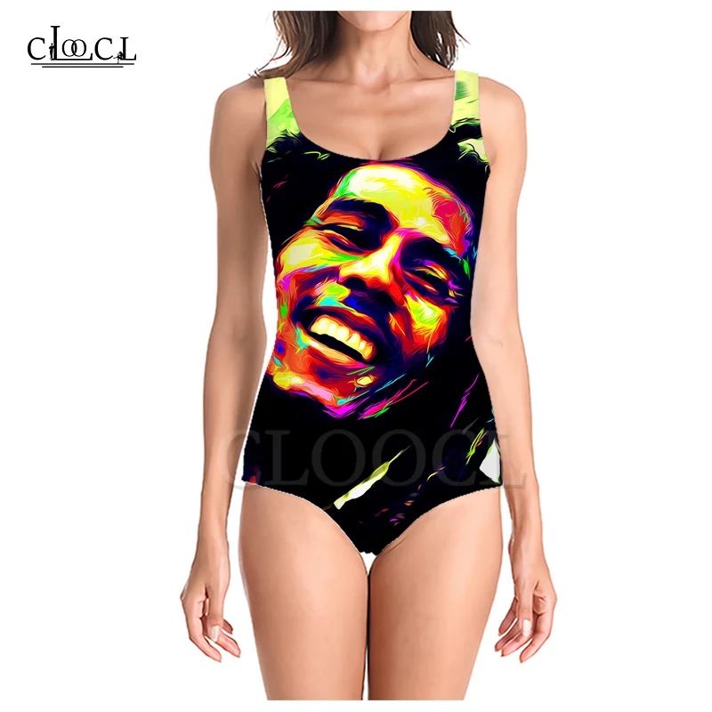 CLOOCL Singer regae Creator Bob Marley Цельный купальник с 3D принтом для девочек купальный костюм