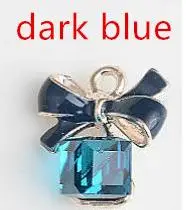 dark blue MRHUANG, 10 шт./лот, бант, квадратное стекло, эмаль, амулеты, капля масла, цинковый сплав, золотой цвет, плавающий кулон, модные ювелирные изделия, аксессуары - Окраска металла: dark blue