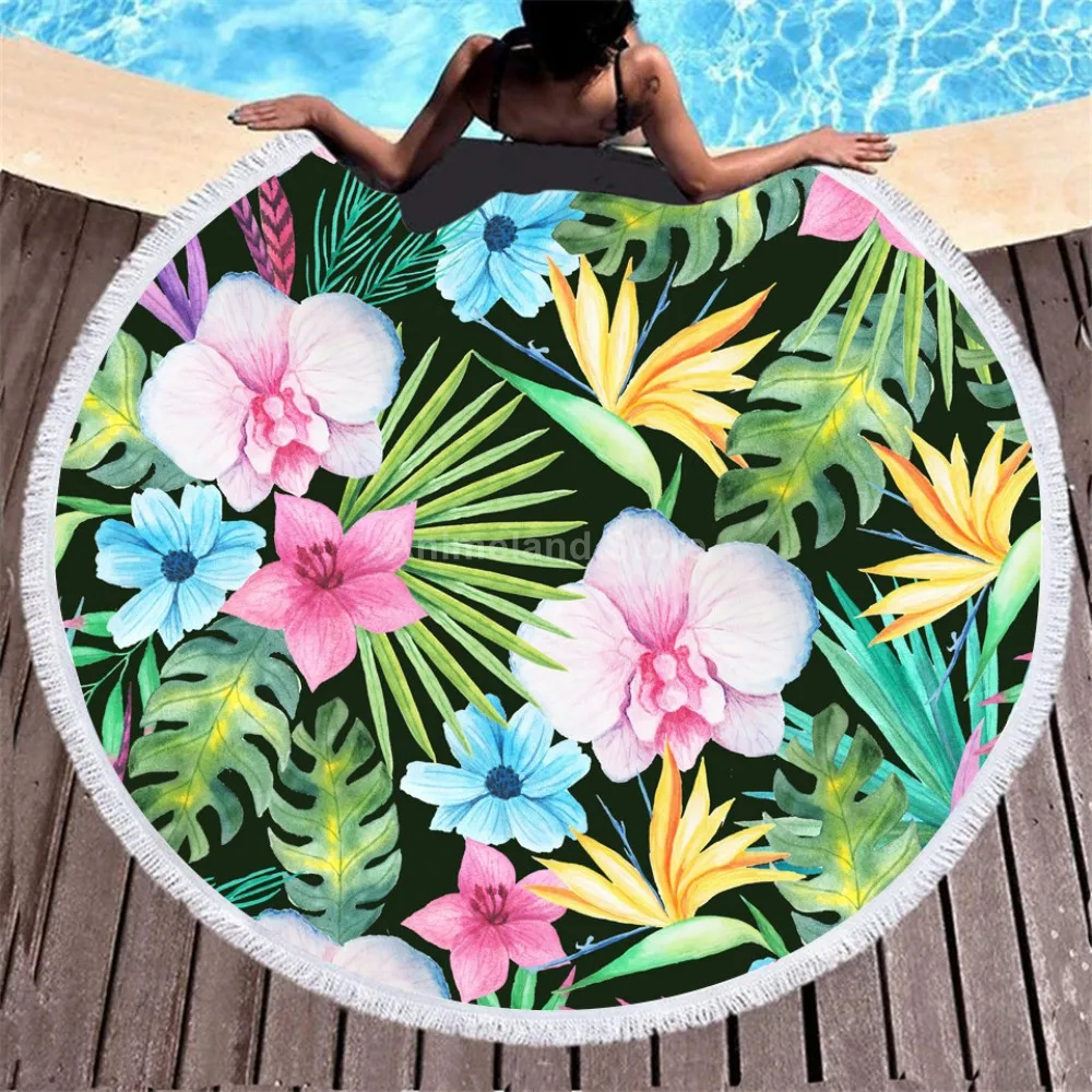 Пляжное полотенце с тропическими листьями Ins 3d изящное банное из микрофибры