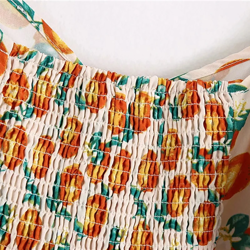 Женская модная короткая блузка с принтом фруктов и рукавами фонариками