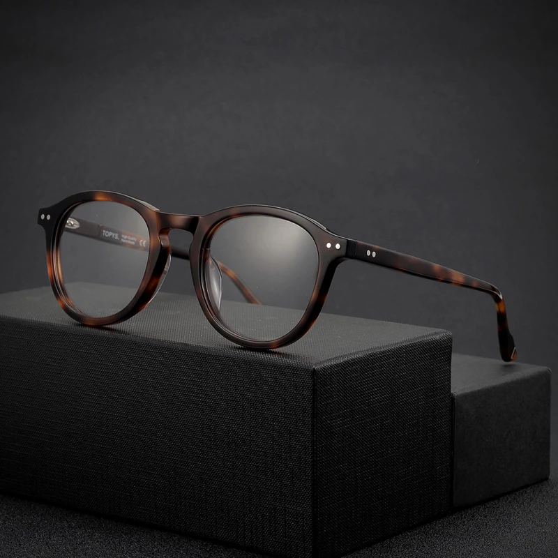 

High Quality Vintage Pilot Acetate Glasses Frame Men Women Retro Round Prescription Eyeglasses Myopia Optical Eyewear Spectacles