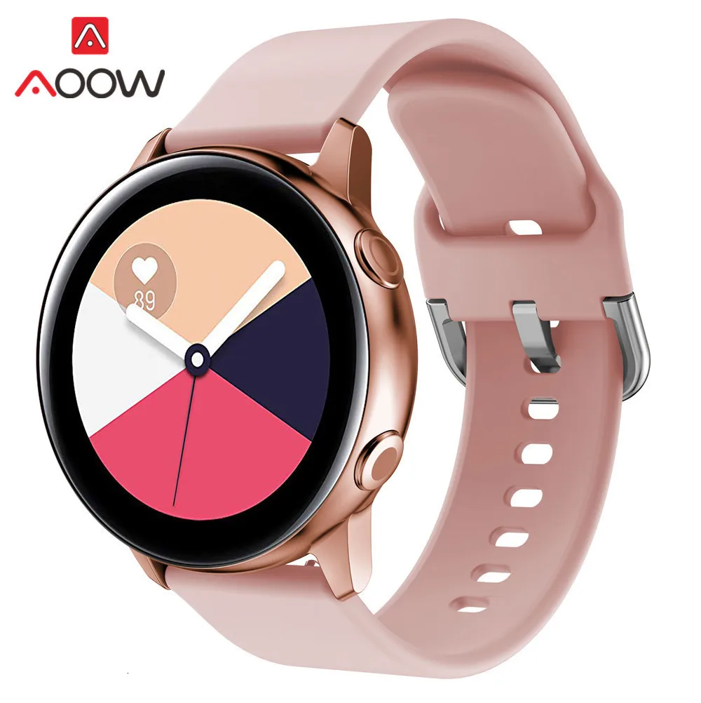20 мм силиконовый ремешок для часов samsung Galaxy Watch Active 2 42 мм gear S2 huawei Garmin Amazfit Active2 сменный Браслет ремешок