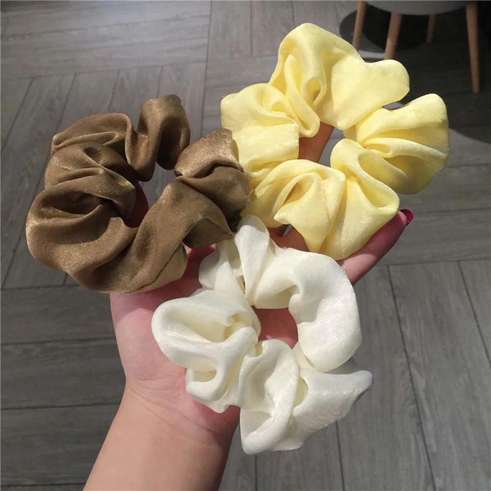 Мягкая резинка для волос с большим бантом Женская Корейская Ретро атласная