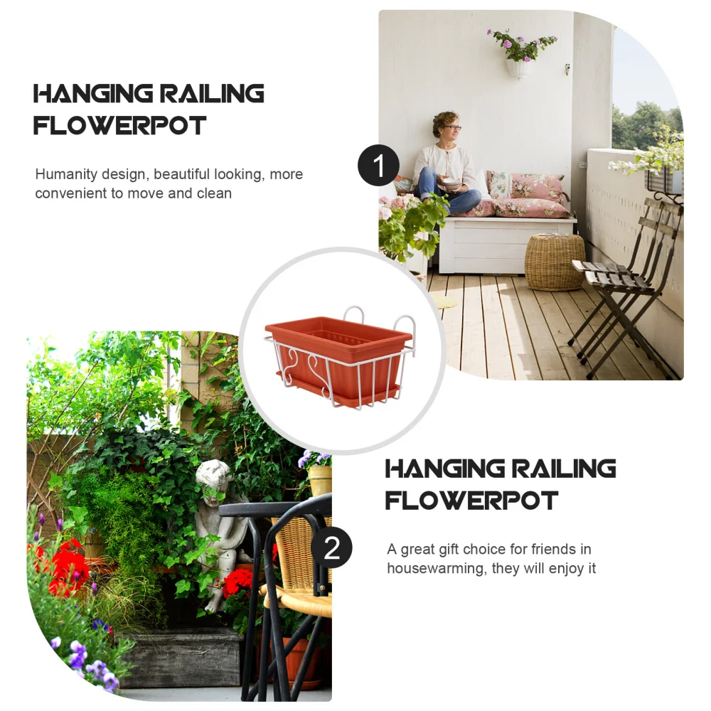 

1 Set Railing Hanging Flower Rack Balcony Planting Box Flower Trough