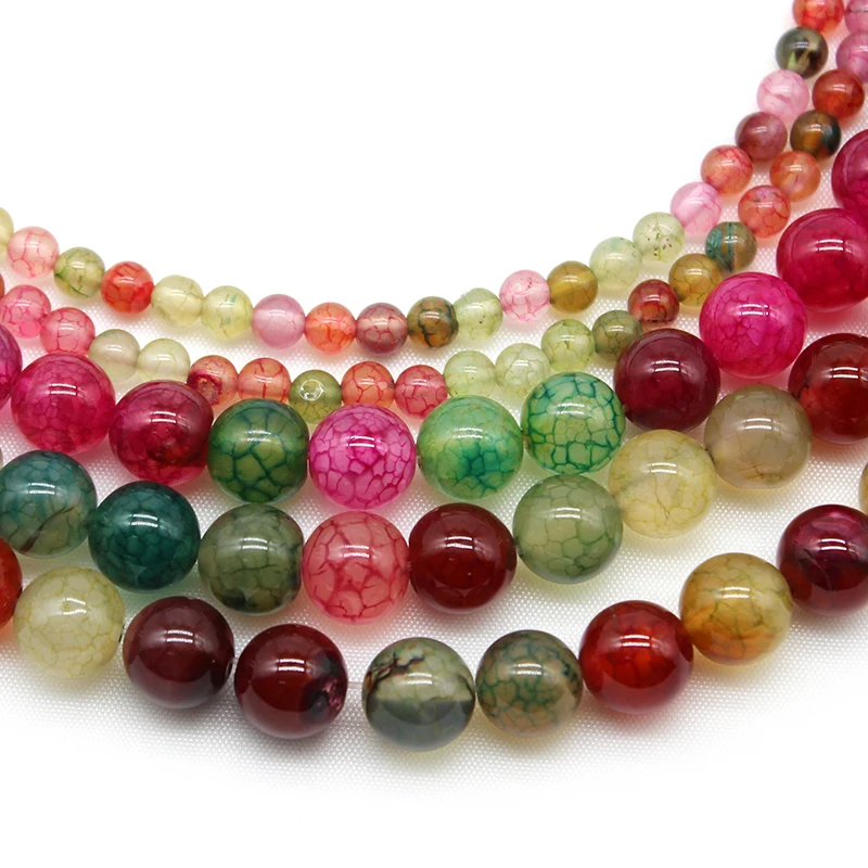 

Natural Tourmaline Agates Stone Round Loose Spacer Beads 4-12mm For Jewelry Making DIY Necklace Bracelet Handmade Pick Size 15"