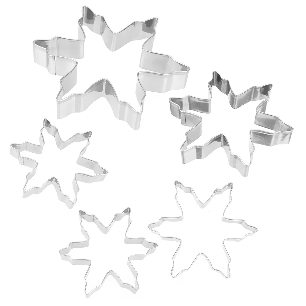 

5pcs/Set Stainless Steel Baking Mold Snowflakes Shape Biscuit Cookie Cutter Fondant Cake Cupcake Decorating Tool Kitchen Utensil