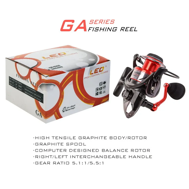 LEO new Spinning Fishing Reel Professional Metal With can change Handle GA1000-5000 series | Спорт и развлечения