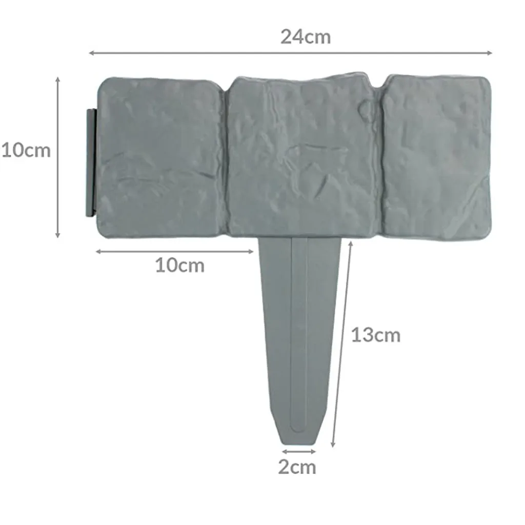 

20Pcs Grey / Garden Fence Edging Cobbled Stone Effect DIY Plastic Lawn Edging Plant Border Decorative Garden Landscape #41