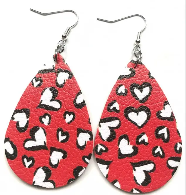 Женские трехслойные серьги в богемном стиле кожаная капля блестящие форме листа