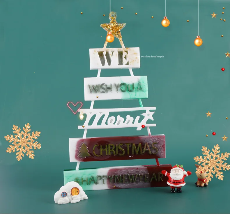 

DIY Christmas Tree UV Epoxy Resin Mold Handmade Christmas Decoration Silione Mold for Home Decor Craft