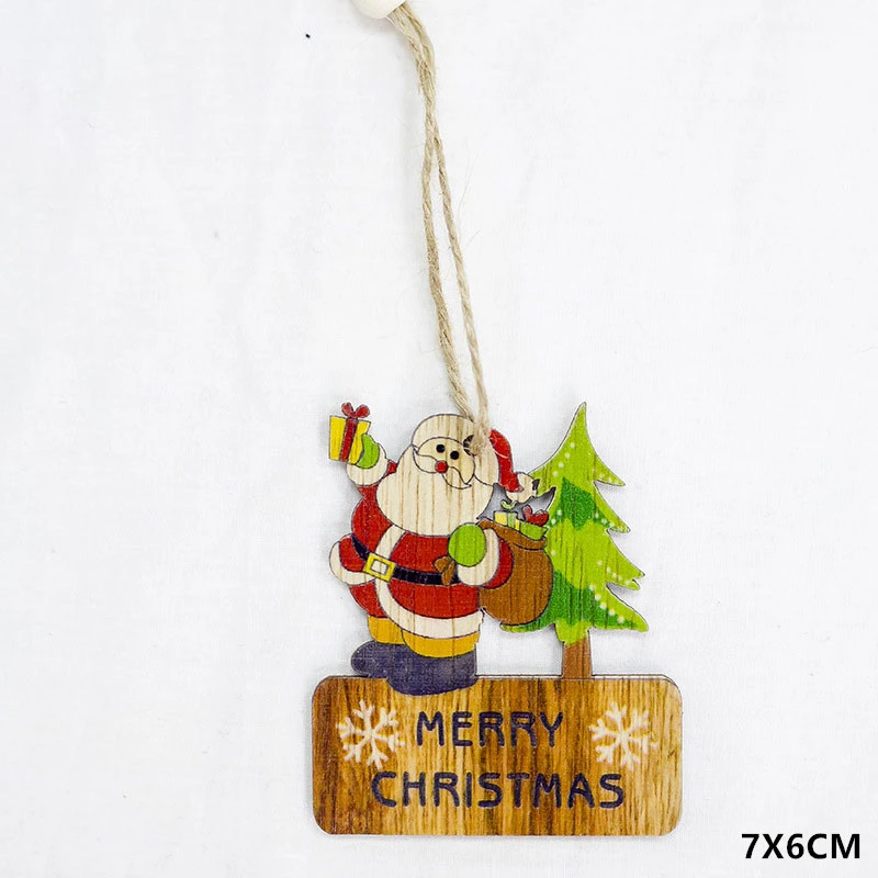 Santa claus Новинка, новогоднее натуральное Рождественское дерево, Елочное украшение Noel, Рождественское украшение для дома, деревянная подвеска, подарок Navidad - Цвет: Santa claus