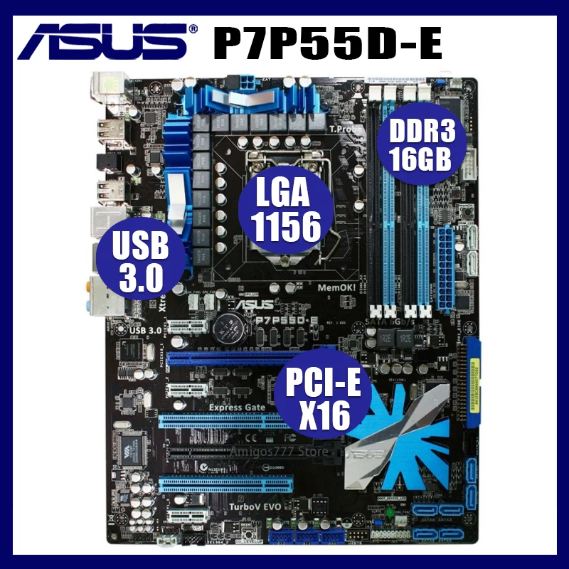 

Asus P7P55D-E Motherboard LGA 1156 DDR3 16GB Intel P55 Core i7/Core i5 Original Desktop Asus P7P55D-E Mainboard Used ATX