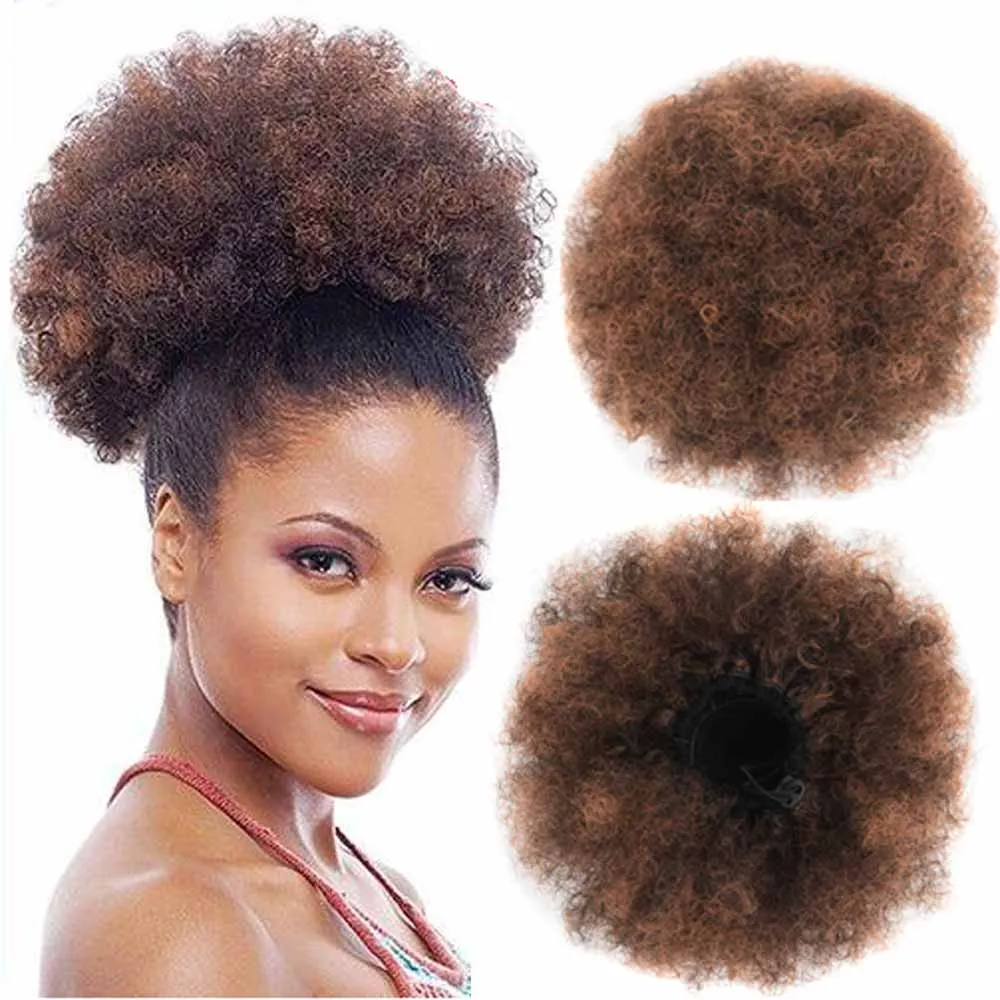 

ZM Puff Afro Curly Chignon Wig Drawstring Ponytail Short Afro Kinky Pony Tail Clip In on African Synthetic Hair Bun Hair Pieces