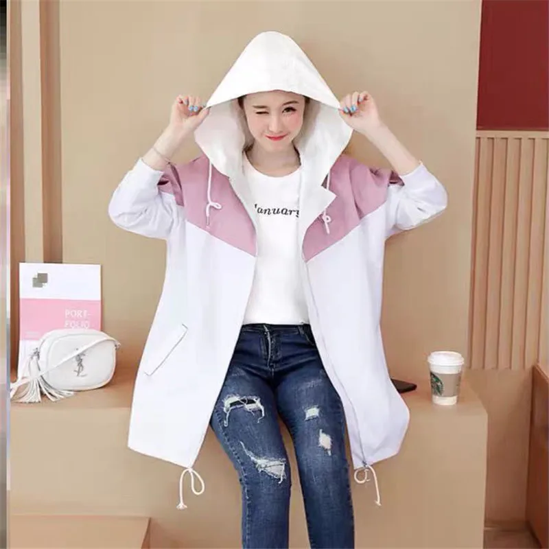 Куртка женская средней длины Повседневная Свободная ветровка на молнии с