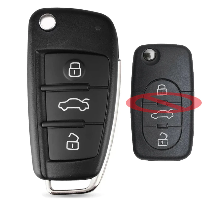 

Keyecu 4D0 837 231 A N 3 Buttons 433MHz ID48 Chip Upgraded Flip Remote Car Key Fob for Audi TT RS4 A3 A4 A6 A8 Quattro
