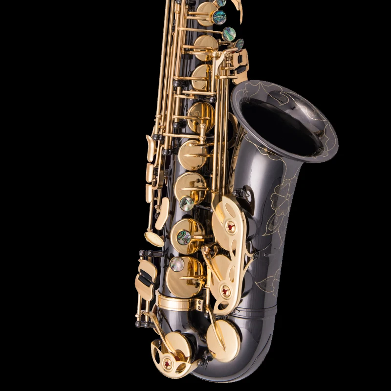 Black nickel gold Альт-саксофон NAIPUTESI NT-E300T матовый Голубой матовый высококачественный латунный корпус альт-саксофон настраиваемый OEM с мундштуком - Цвет: Black nickel gold
