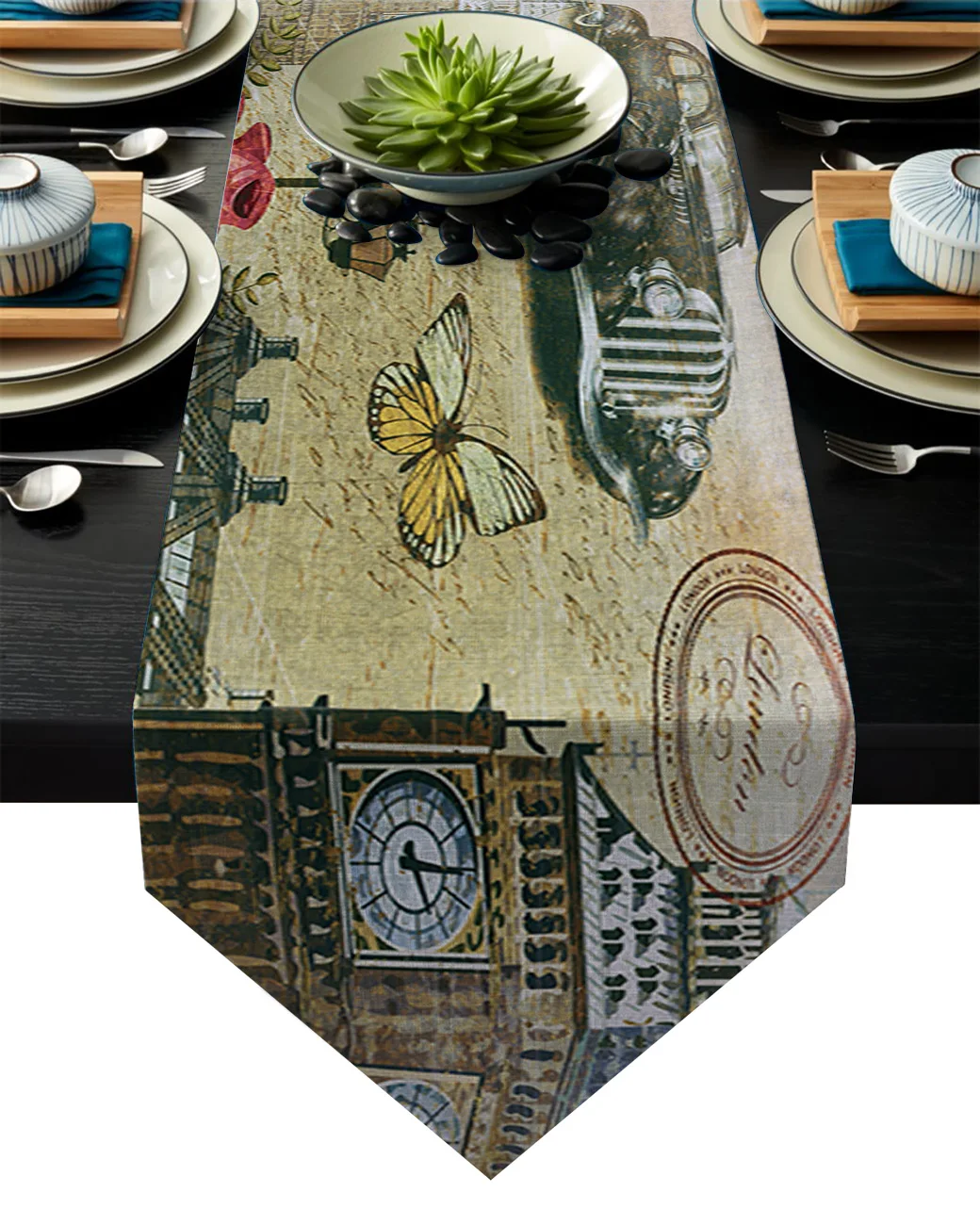 Плакат в стиле старой Лондонской Англии художественные часы башня современная