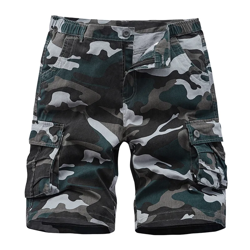 

Summer Men Five-Point Shorts European American Outdoor Multi-Pocket Cargo Camouflage Military Casual Plus Size Trend Clothing