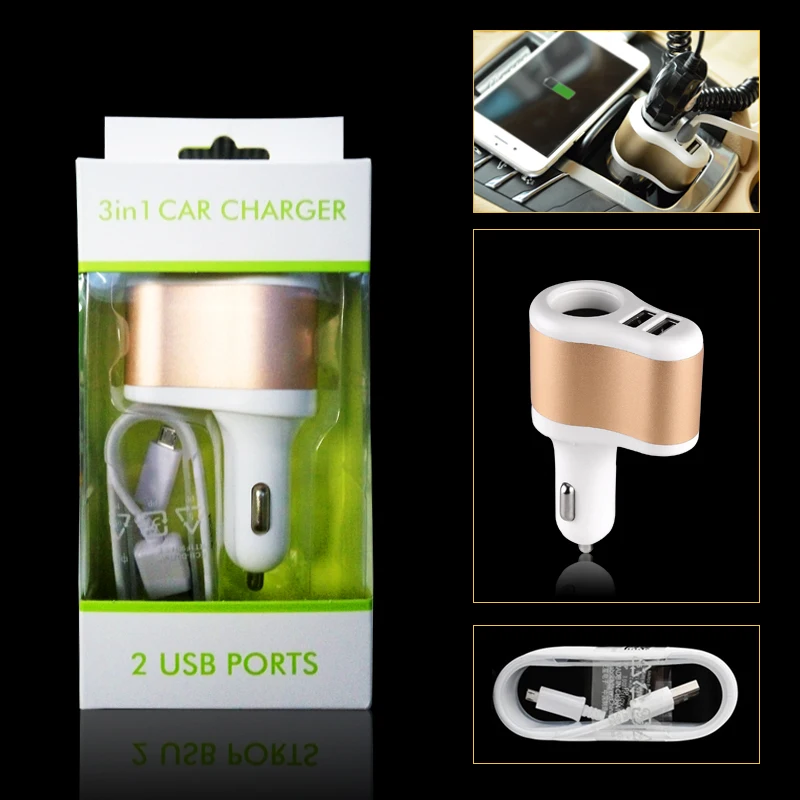 

Car accessories 12V car cigarette lighter socket USB one for three car charger 3.1ADual USB Smart Fast Charger