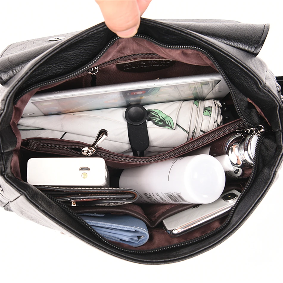 Винтажные женские сумки через плечо с заклепками роскошные из мягкой кожи