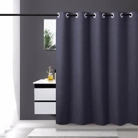 thickened waterproof shower curtain linen bathroom mould proof and perforated free curtain plain shower curtain