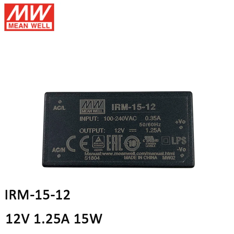 MEAN WELL IRM 15 12 Вт монтажный Собранный инкапсулированный модуль питания 110 В/220 В