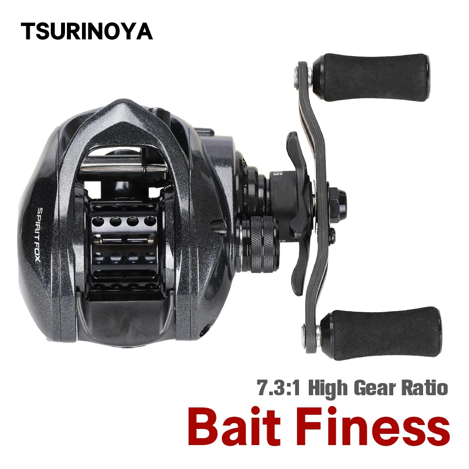 

TSURINOYA 142g 7.3:1 Carbon Baitcasting Reel SPIRIT FOX Bait Finesse System Lure Fishing Reel Pesca Molinete Wheel Casting Reel