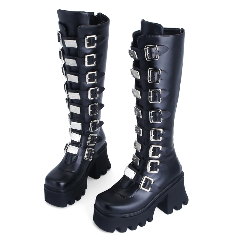 Женские высокие сапоги до колена на высоком каблуке женские осенне-зимние