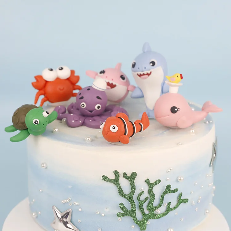 

Summer Sea Animal Crab Cake Topper Mermaid Theme Party Decor Mermaid Girl One 1st Birthday Supplies Under the Sea Baby Shower