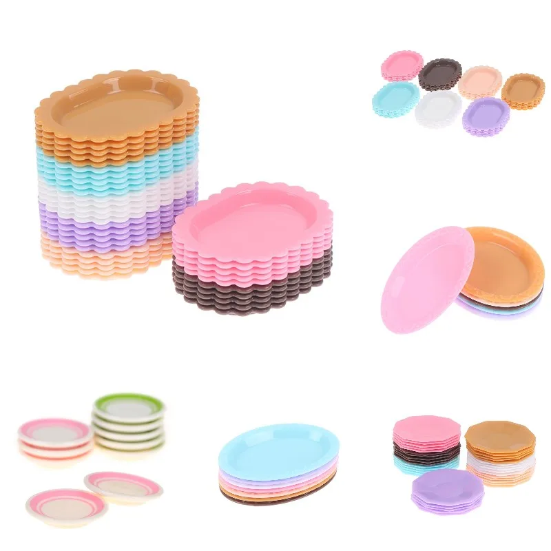 5pcs mini resin food cake dessert pastry dishes tableware miniature doll house accessories dollhouse trays plates kitchen toys free global shipping