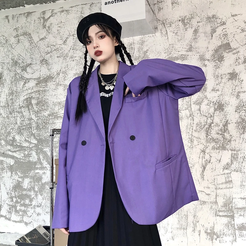 

HARAJPOO Woman Blazers 2021 Spring Korean Style Ins Fashion Hong Kong Bf Wind Retro Harajuku Loose Casual Versatile Female Top