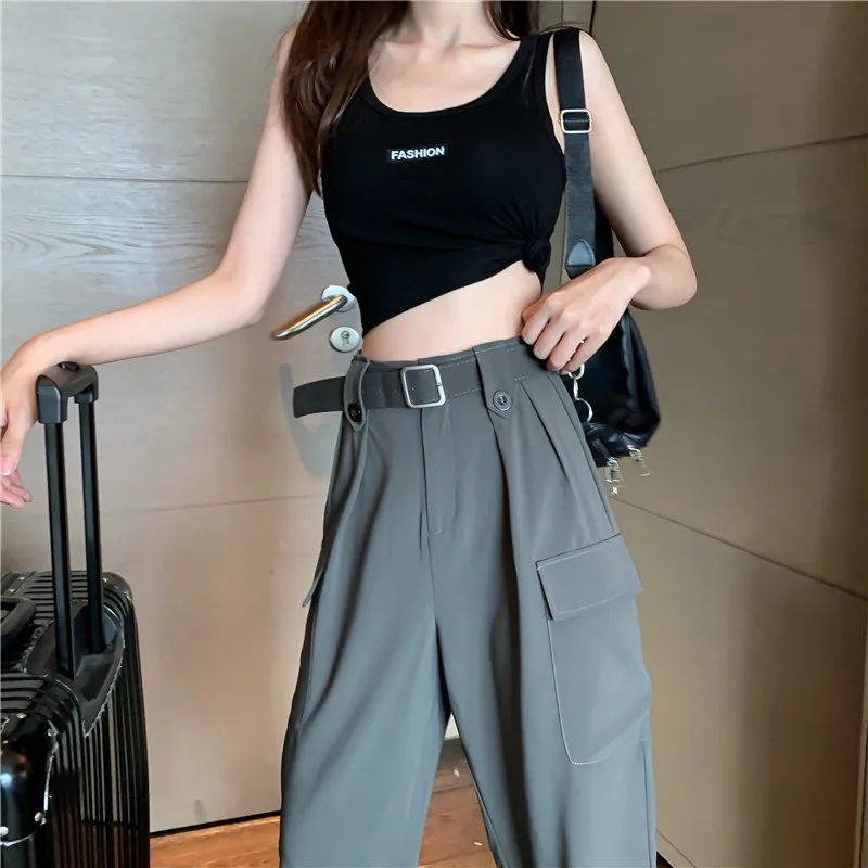 

Super Popular Ankle-Tied Women's 2021 Summer New Versatile Casual Slim-Fit Skinny Black Pants Overalls Thin