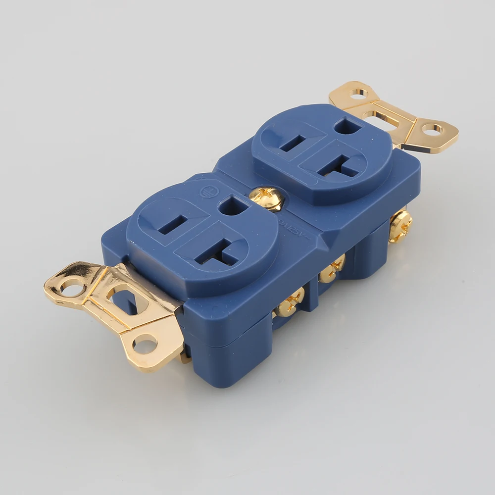 

High Quality Audiocrast Pure Copper Gold Rhodium Plated US AC 20A Power Duplex Receptacle Outlet Socket Distributor HiFi