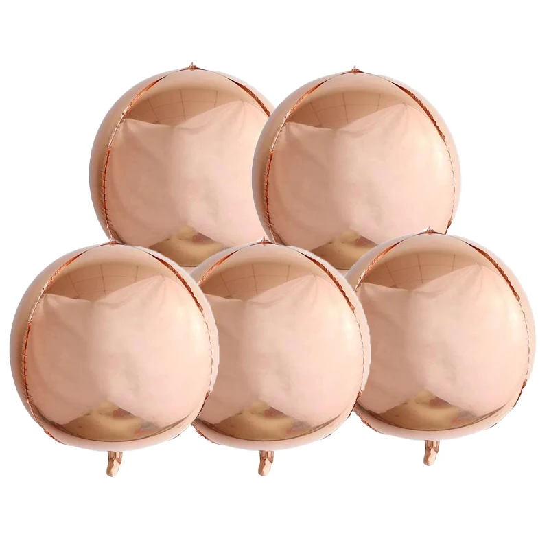 Шары воздушные золотистые металлические 360 градусов 22 дюйма 5 шт. | Дом и сад