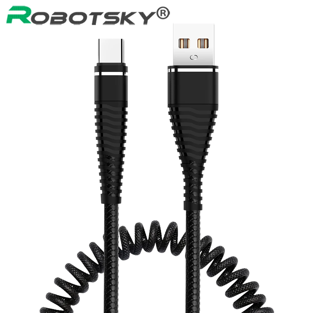 Robotsky пружинный USB кабель type-C для быстрой зарядки и синхронизации данных пружинный USB кабель для зарядки XiaoMi huawei Letv samsung Micro USB