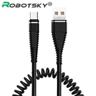 Пружинный USB-кабель Robotsky типа C, кабель для быстрой зарядки и передачи данных, зарядный USB-кабель для XiaoMi, Huawei, Letv, Samsung, Micro USB