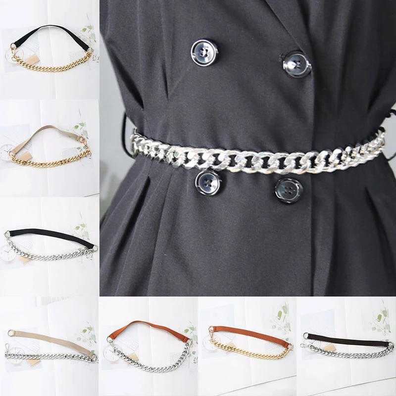 

Personality Elastic Silver Chain Belt Ladies Dress Cummerbunds Exquisite All-match Style Thin Belt Beautiful Smooth Waistband