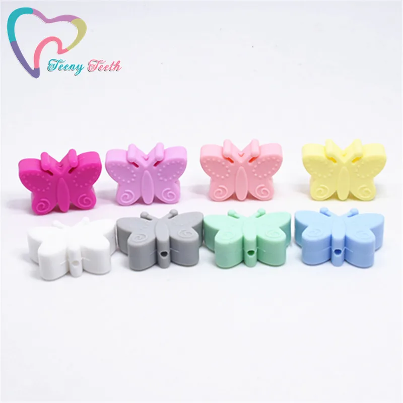 Силиконовые бусины-бабочки для прорезывания зубов 5 шт. материал не содержащий BPA