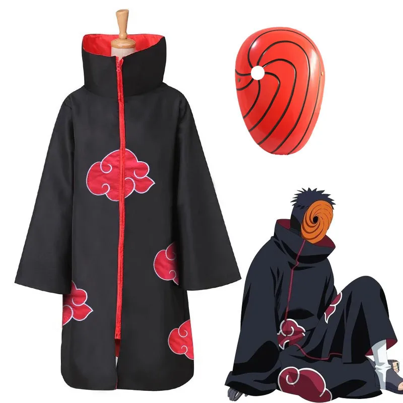 Аниме костюмы боли Акатсуки: плащ, повязка на голову, комплект кольца. Косплейная одежда Итачи и Дейдары. Роба-плащ для Хэллоуина в школу. Крутой подарок.