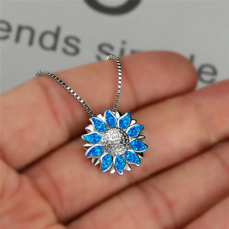 Роскошные женские туфли-лодочки синий Опаловый кулон ожерелье шарма серебро