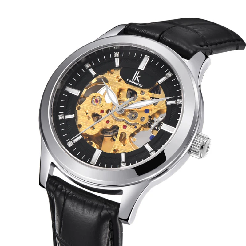 

New Automatic Machinery Men Self-winding Watch Fashion Leisure Stainless Steel Strap Hollow Waterproof Men Watch Erkek Kol Saati