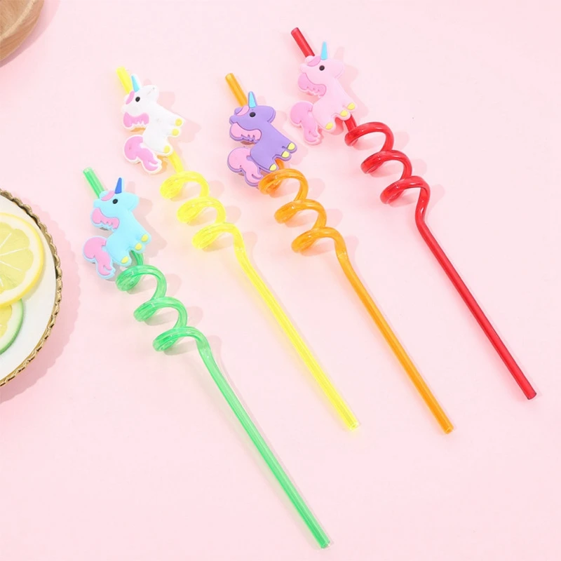 

4PCS Drinking Straws Theme Unicorn Party Supply Disposable Tableware Straw Mermaid One 1st Birthday Party Decor Kid Baby Shower